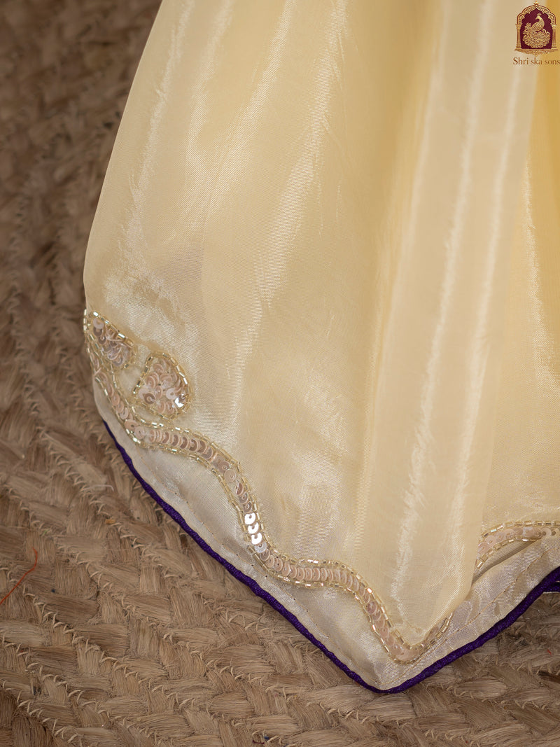 Purple Tuscan Beige Bandhani Patola Silk Saree with Zardozi Work