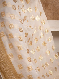Pure Georgette Zari Saree with Golden Booti Work & Wide Zari Border - Shri SKA Sons