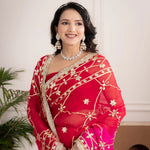 Raspberry Pink Fancy Hand Die Chiffon Saree with Hand Gota Patti