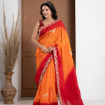 Traditional Rosso Corsa Occasional Sun Die Silk Saree with Zardozi Work