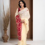 Red Tuscan Beige Bandhani Patola Silk Saree with Zardozi Work