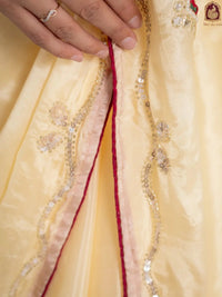 Red Tuscan Beige Bandhani Patola Silk Saree with Zardozi Work - Shri SKA Sons