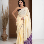 Purple Tuscan Beige Bandhani Patola Silk Saree with Zardozi Work