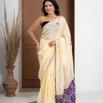 Purple Tuscan Beige Bandhani Patola Silk Saree with Zardozi Work