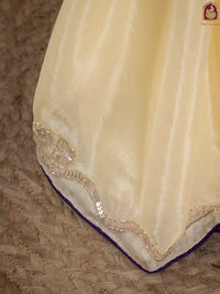 Purple Tuscan Beige Bandhani Patola Silk Saree with Zardozi Work - Shri SKA Sons