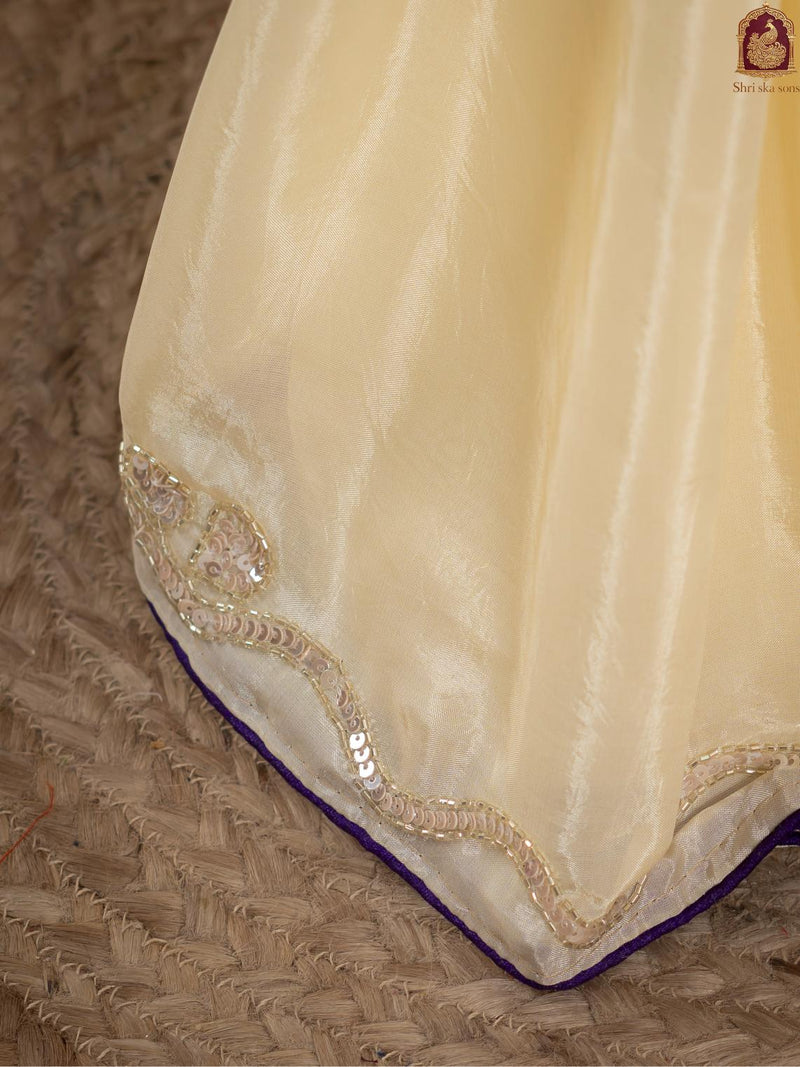 Purple Tuscan Beige Bandhani Patola Silk Saree with Zardozi Work
