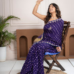 Iris Purple Gajji Silk Bandhani Saree with Zari Border