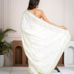 Elegant Ivory Silk Saree with Hand Embroidered Border