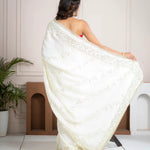Elegant Ivory Silk Saree with Hand Embroidered Border