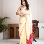 Strawberry Beige Bandhani Patola Silk Saree with Zardozi Work