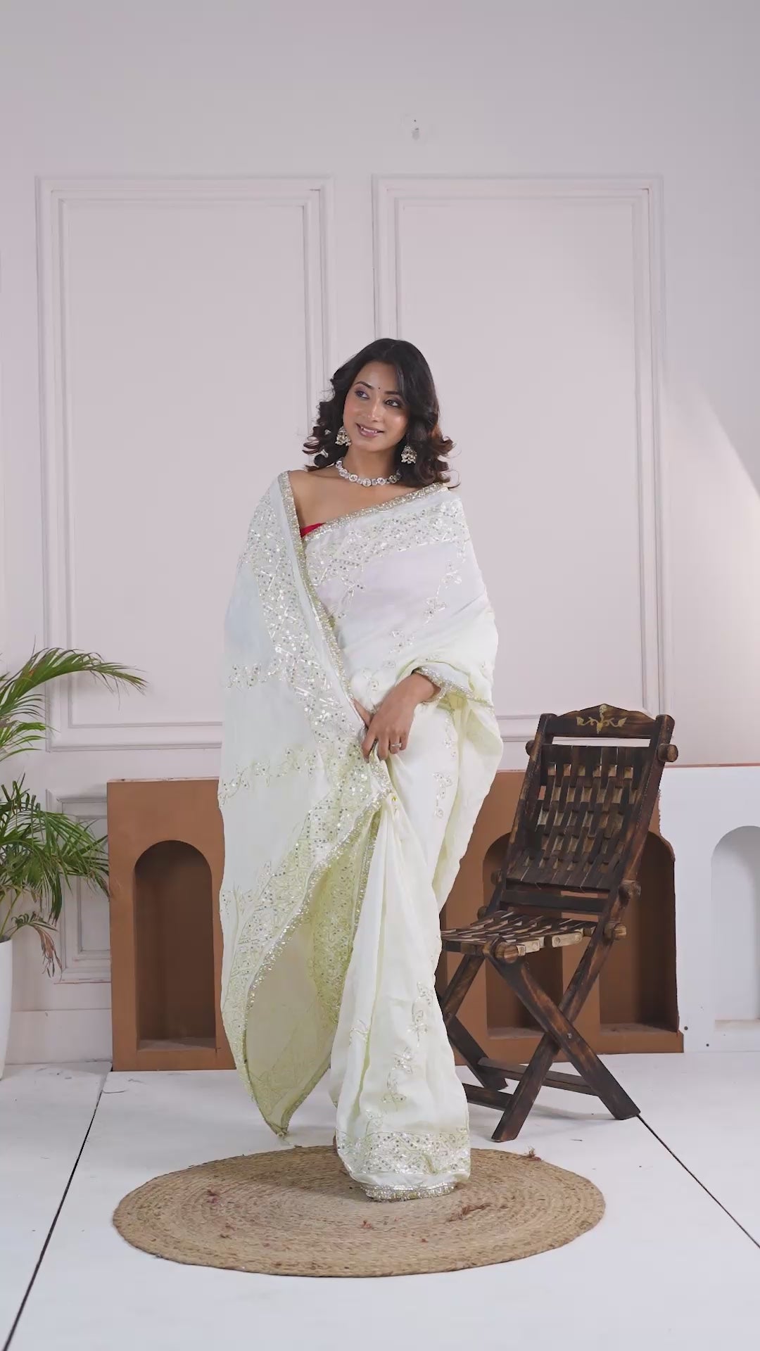 Elegant Ivory Silk Saree with Hand Embroidered Border